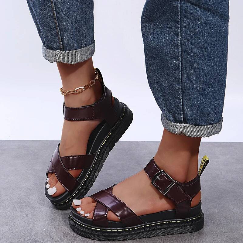 2025 New Summer Casual Woman Platform Sandals Soft Leather Women Open Toe Thick Bottom Wedges Sandal Womens Shoes ddmymonkey