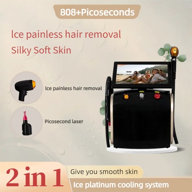 3500W 808nm Diode Laser Permanent Portable 2 in 1 Picosecond Laser Tattoo Removal and Hair Removal Switched Machine Suitable for home and beauty salon