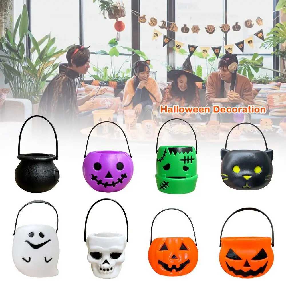 6PCS Set Spooky 6cm Size Halloween Pumpkin Jar With Lid Triangular Eyes Pumpkin Lantern Mini Basket Pumpkin Bucket Gift Giving J250925