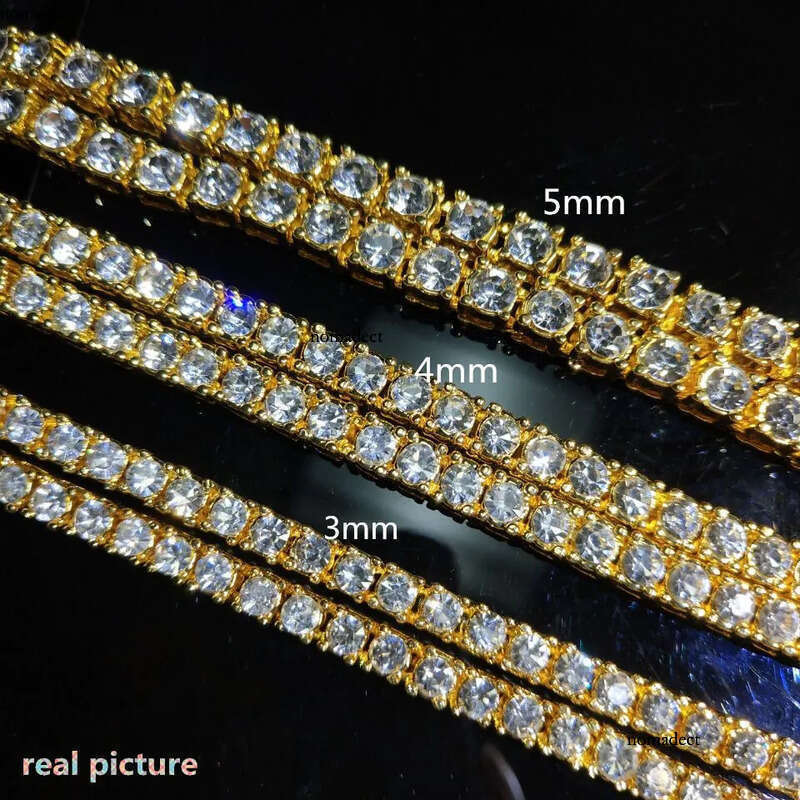 Mens Dia Iced Out Tennis Gold Necklaces Fashion Hip Hop Jewelry Moissanite Chain Necklace 3mm 4mm 5mm 34