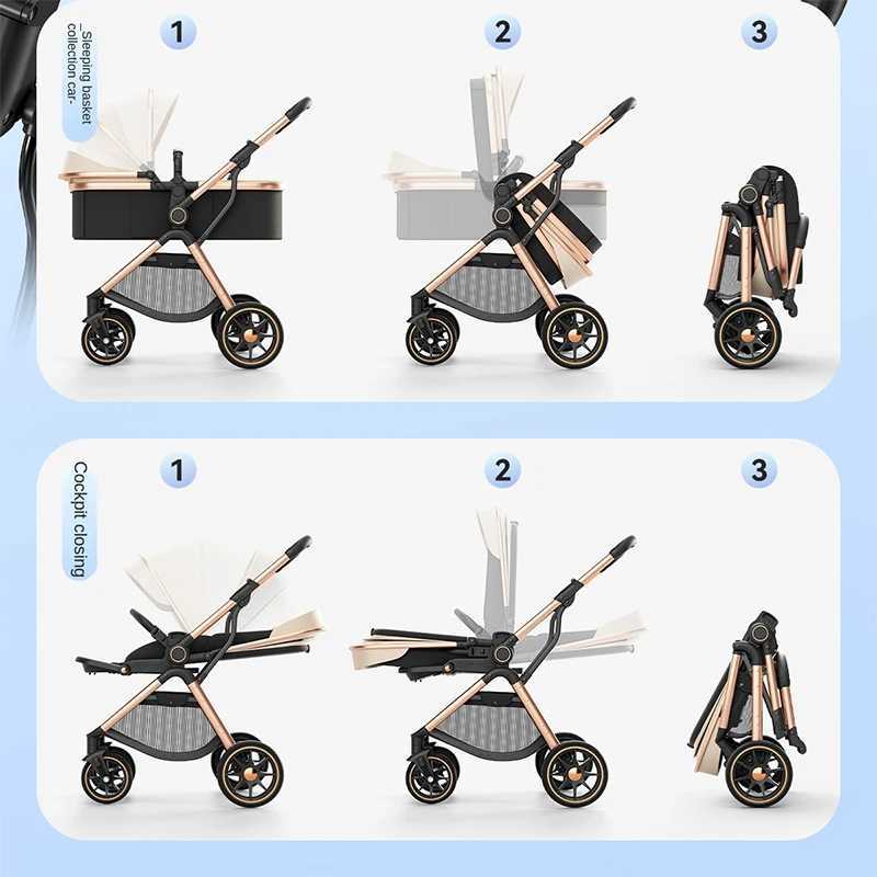 Baby Stroller High Landscape Can Sit and Lie Down Lightweight Folding Twoway Newborn Baby Stroller Folding Sleeping Basket Z250924