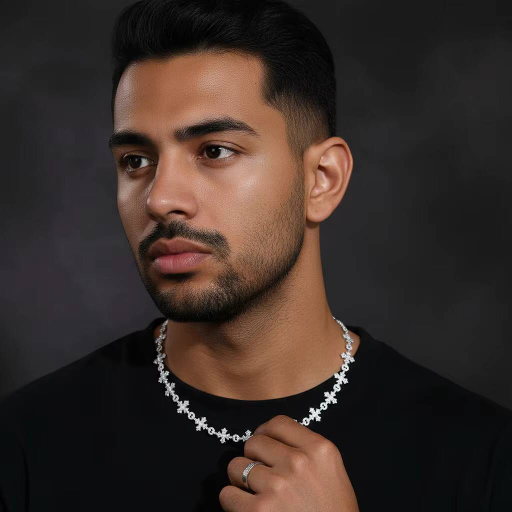 Hip Hop Luxury Handmade 12mm 925 Sterling Silver GRA Certified Moissanite Diamond Cross Link Chain Necklace for Men Women Party