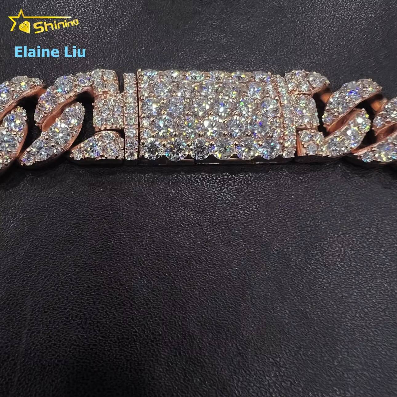 16mm Width Fashion Iced Out Hip Hop Jewelry VVS Moissanite Diamond 925 Sterling Silver Miami Cuban Link Chain Necklace