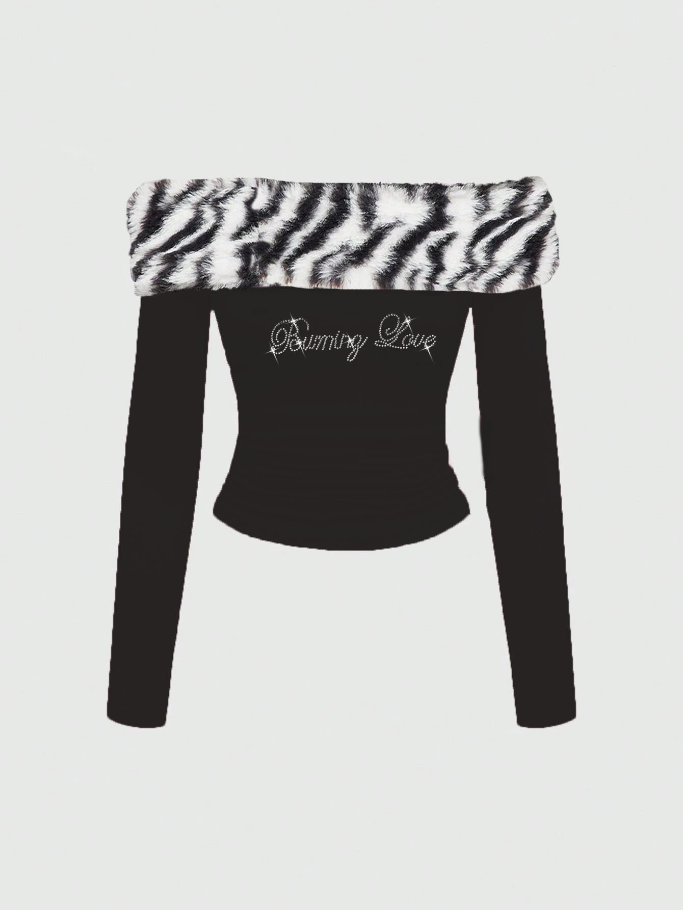 Sweet and Spicy Design Slim Fit Tight Plush Leopard Print Patchwork Crop Hot Girl Women's Tube Top Vest