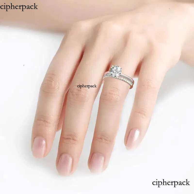 ANZIW 2 Carat All Moissanite Ring Bridal Sets Sier Solitaire Engagement Wedding Rings Stackable Eternity Bands for Women 92