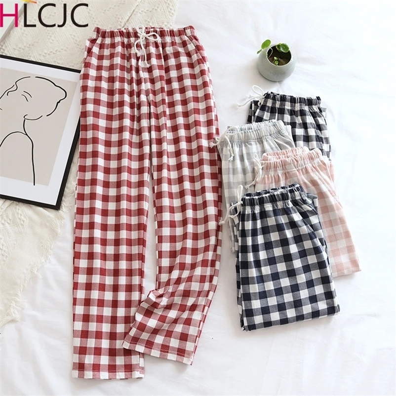 Women's Sleepwear Plaid Cotton Loose Ladies Pajama Pants Pyjama Trousers Women Men Sleep Bottoms Lounge Wear Sleep Pants Spring Summer 231026
