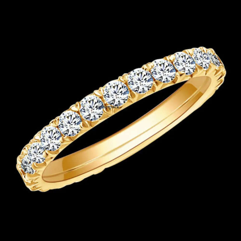 Rings AEW Solid 14K 585 White Gold 1.2ctw 2mm DF Color Eternity Wedding Band Moissanite for Women Ladies Ring J0112 8a