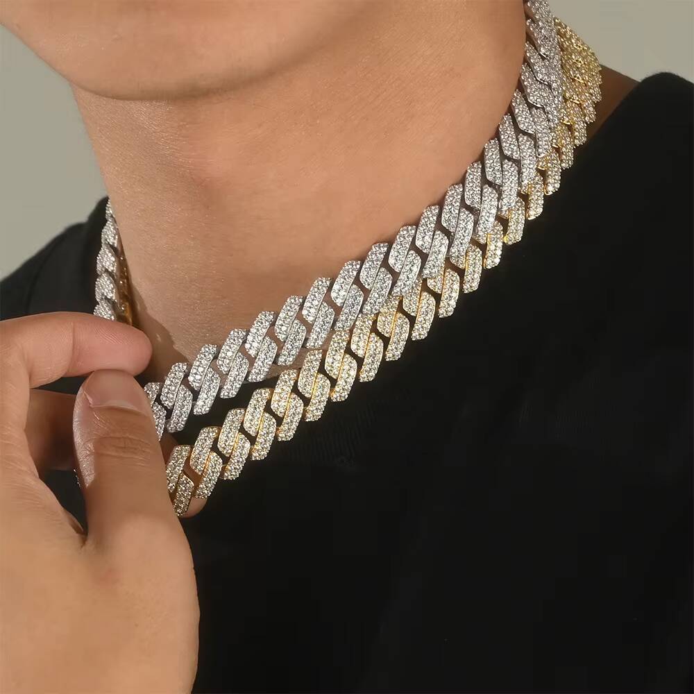 Hiphop Jewelry 14mm VVS Moissanite Diamond Bracelet S925 Sterling Silver Iced Out Miami Cuban Link Chain Necklace