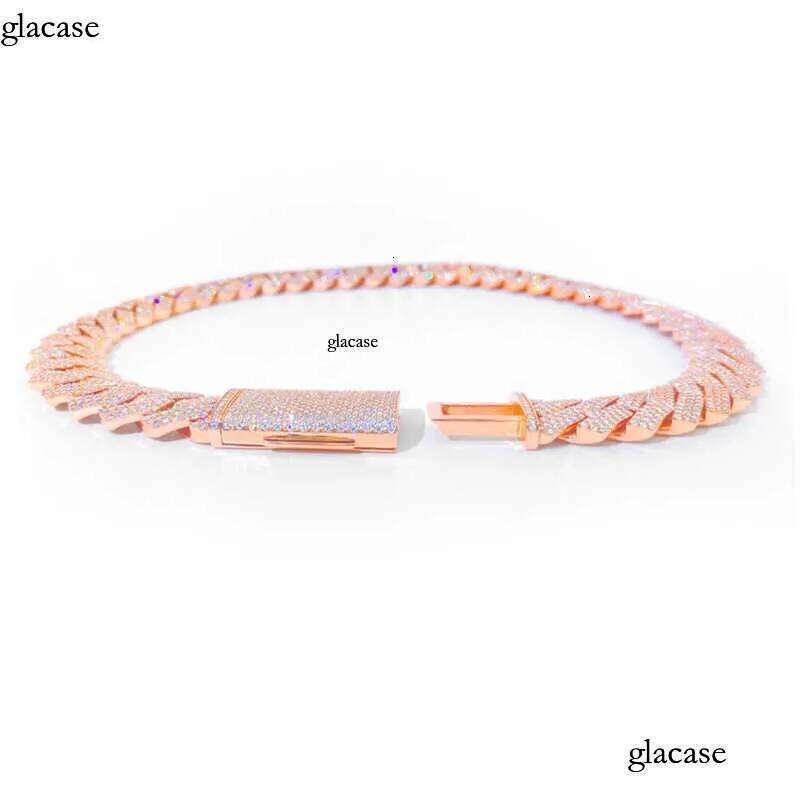 Bracelet Designer Jewelry Cuban k High Quality 3 Rows VVS Moissanite Dia Chain White Rose Gold Plated Hip-hop Chains for Men Necklace