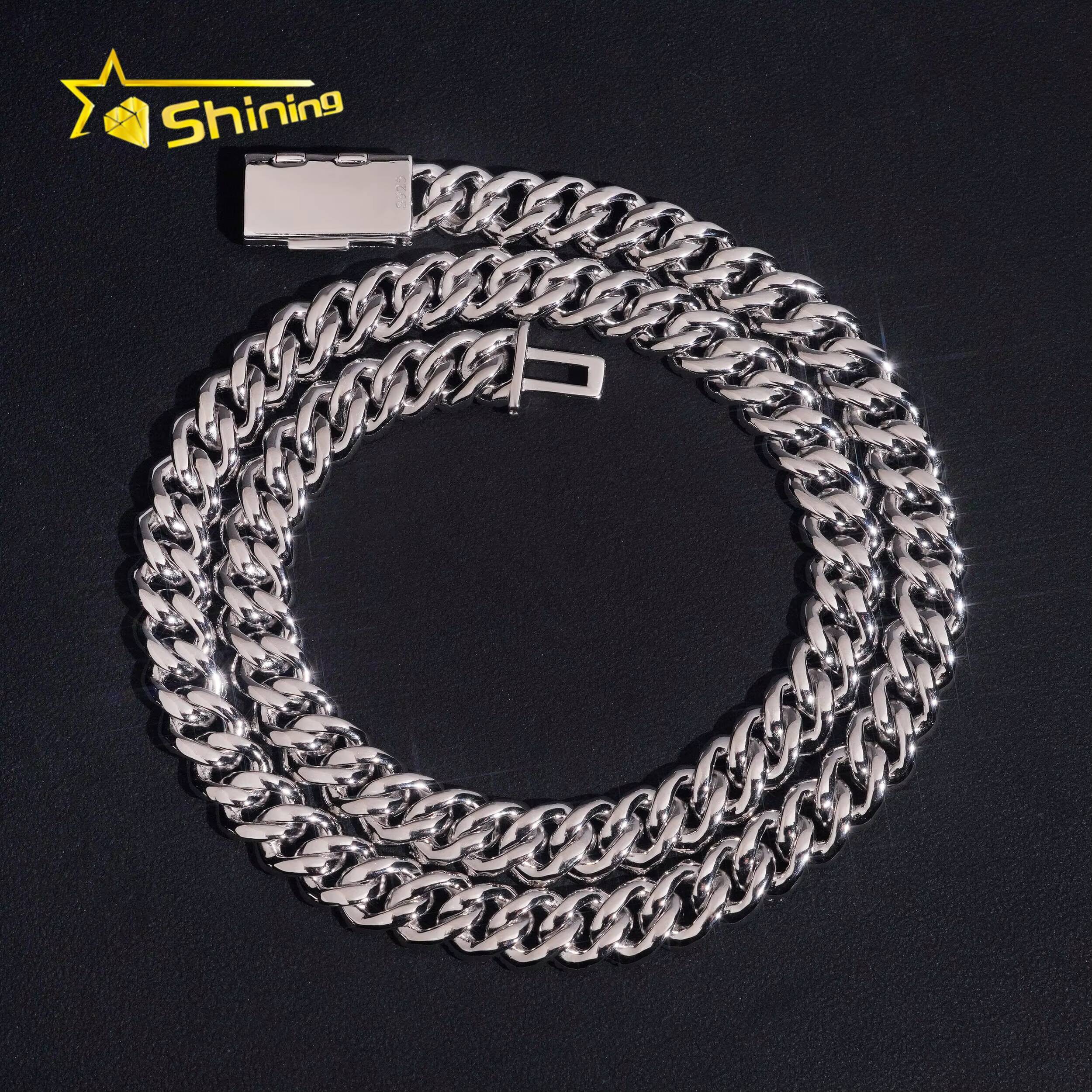 Hot Sale 925 Sterling Silver 10mm Iced Out Popular High Quality Hip Hop Moissanite Cuban Link Chain