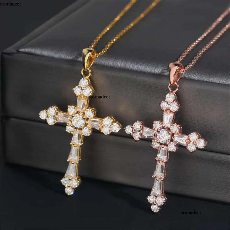 Pass Tester Classic Iced Out Hip Hop Style Link Chain Sier VVS Moissanite Dia Women Jewelry Cross Pendant Necklace dc