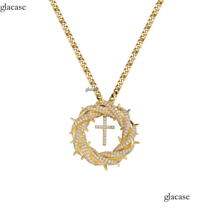 Hip Hop Vintage Cross Pendant Necklace Gold Plated Women Mens Religion Jewelry