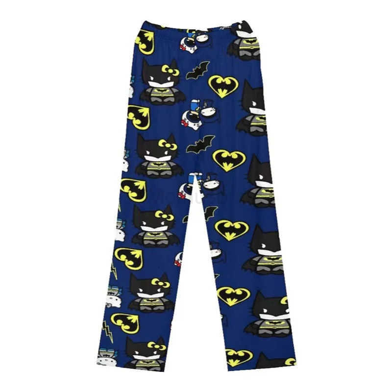 Sanrio New cartoon Hello Kitty SpiderMan Batman thin loose printed pajamas trousers for men and women cartoon home casual pants L250925