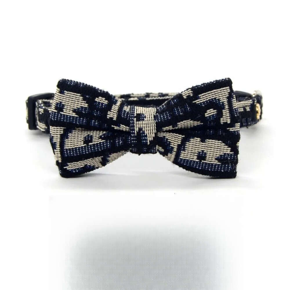 2025 new Designer Dog Cat Soft Puppy Collars with Bow Tie, Adjustable Breakaway Cotton Kitty Bowtie Collar for Girl Boy Kitten Black S B287