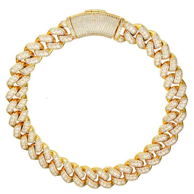 New Arrival Fashion Jewelry 18k Gold Plated SilverMoissanitemoissanite Link Chain Hip Hop Cadena Cubana Iced Out Necklace