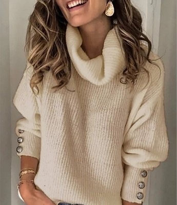 2023 Autumn Winter Women's Sweatshirt Turtleneck Knit Top