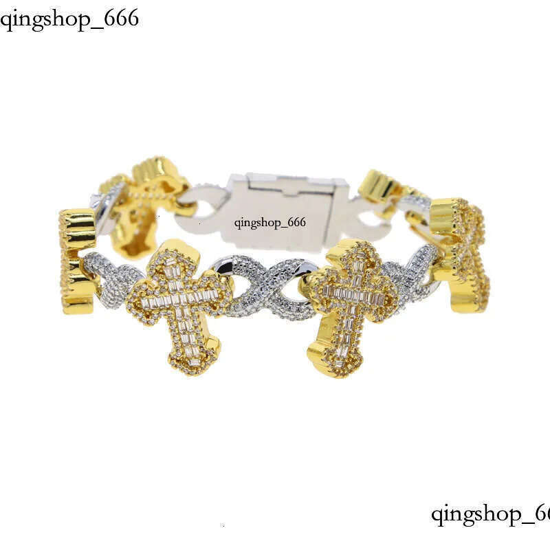 Jewelry Hip Hop Gold Plated VVS Moissanite new cross 8-character dia fashiontide wholesale men's bracelet