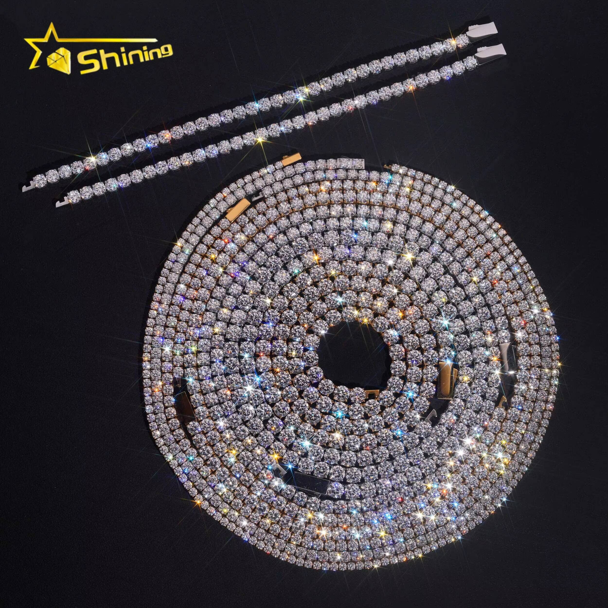 New Arrival Price 3mm 4mm 5mm 6mm CZ Tennis Chain Sterling SilverCustomized Trend Fashion Necklaces for Women Men Tennis Necklace