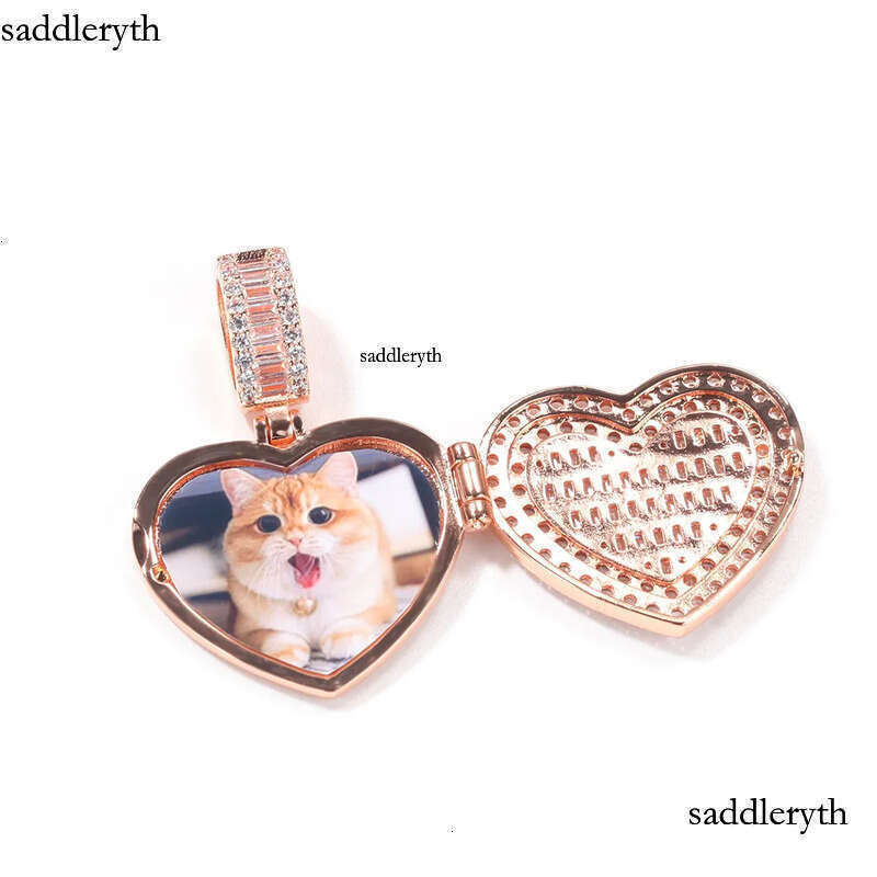 Custom Picture Necklaces Fashion Gold Plated Iced Out Lockets Heart Pendant Necklace Mens Hip Hop Jewelry f8 2f 38