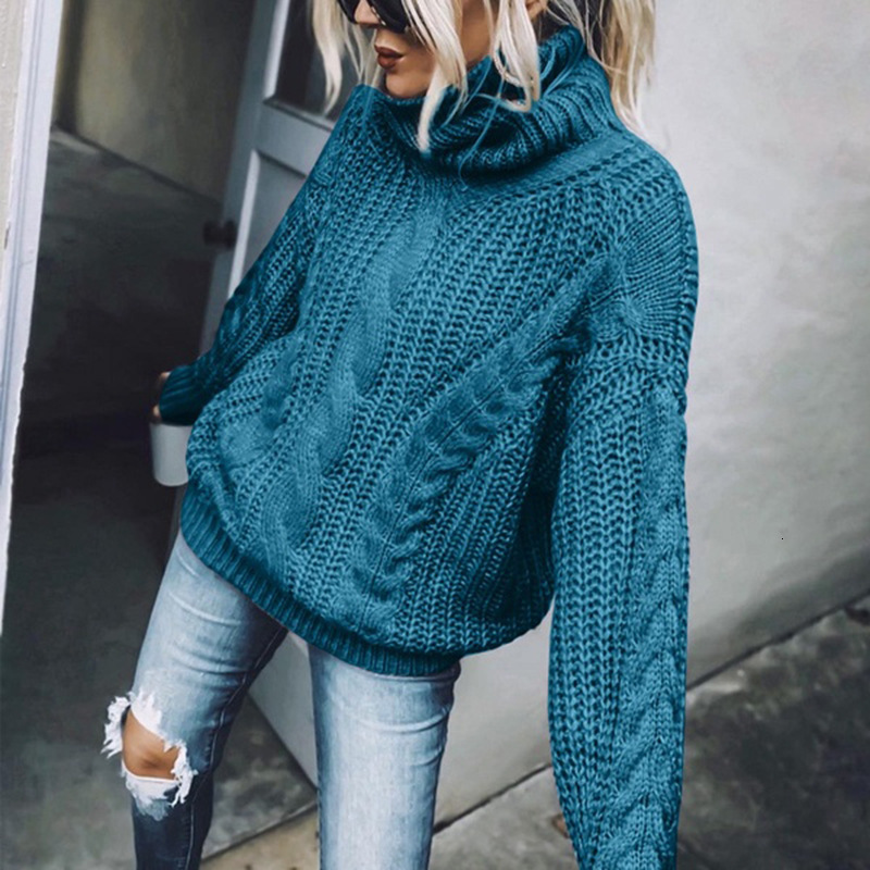 Autumn Winter Sweater Women Solid Color Turtleneck Knitted Top Female Clothing
