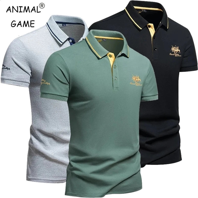 Mens Embroidered Polo Shirts Summer Short Sleeve T-Shirt Casual Lapel Collar Lightweight T Shirts Men Breathable Tops Homme 250517