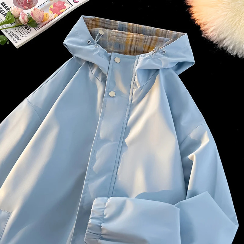 Mens jacket Korean streetwear reversible plain weave jacket university jacket casual plus size jacket autumn and winter unisex windproof 240906