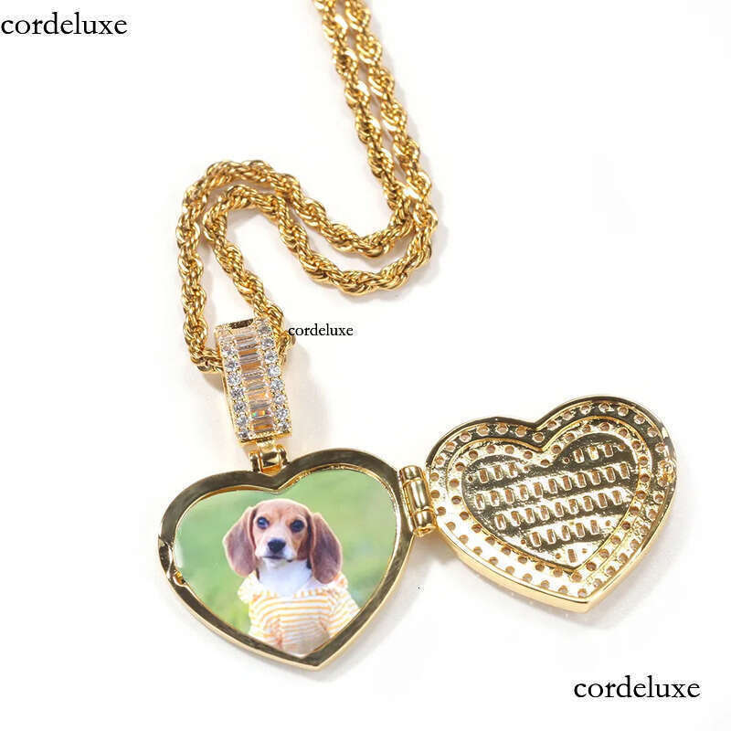 Custom Picture Necklaces Fashion Gold Plated Iced Out Lockets Heart Pendant Necklace Mens Hip Hop Jewelry 37