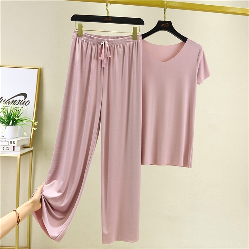 Women's Sleepwear Women's Clothes Loose Suit for Women Pajamas Pants Set Female Home Clothes 2 Pieces Set Lady Home Suit Summer Women Lounge