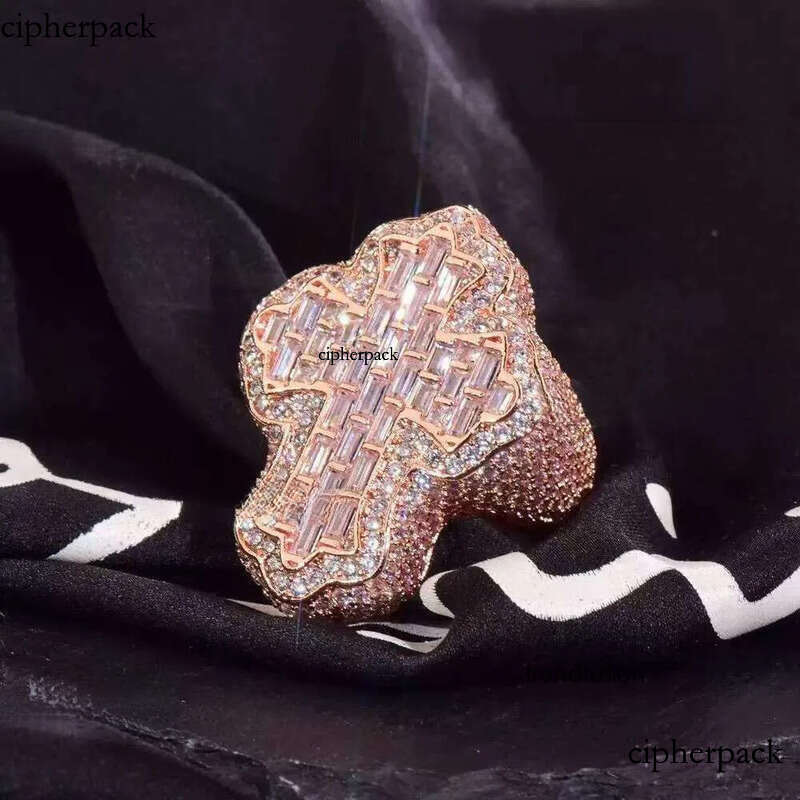 Hip Hop Rapper Men Iced Out Initial Letter Sier Moissanite Personalized Name Pinky Ring 7f