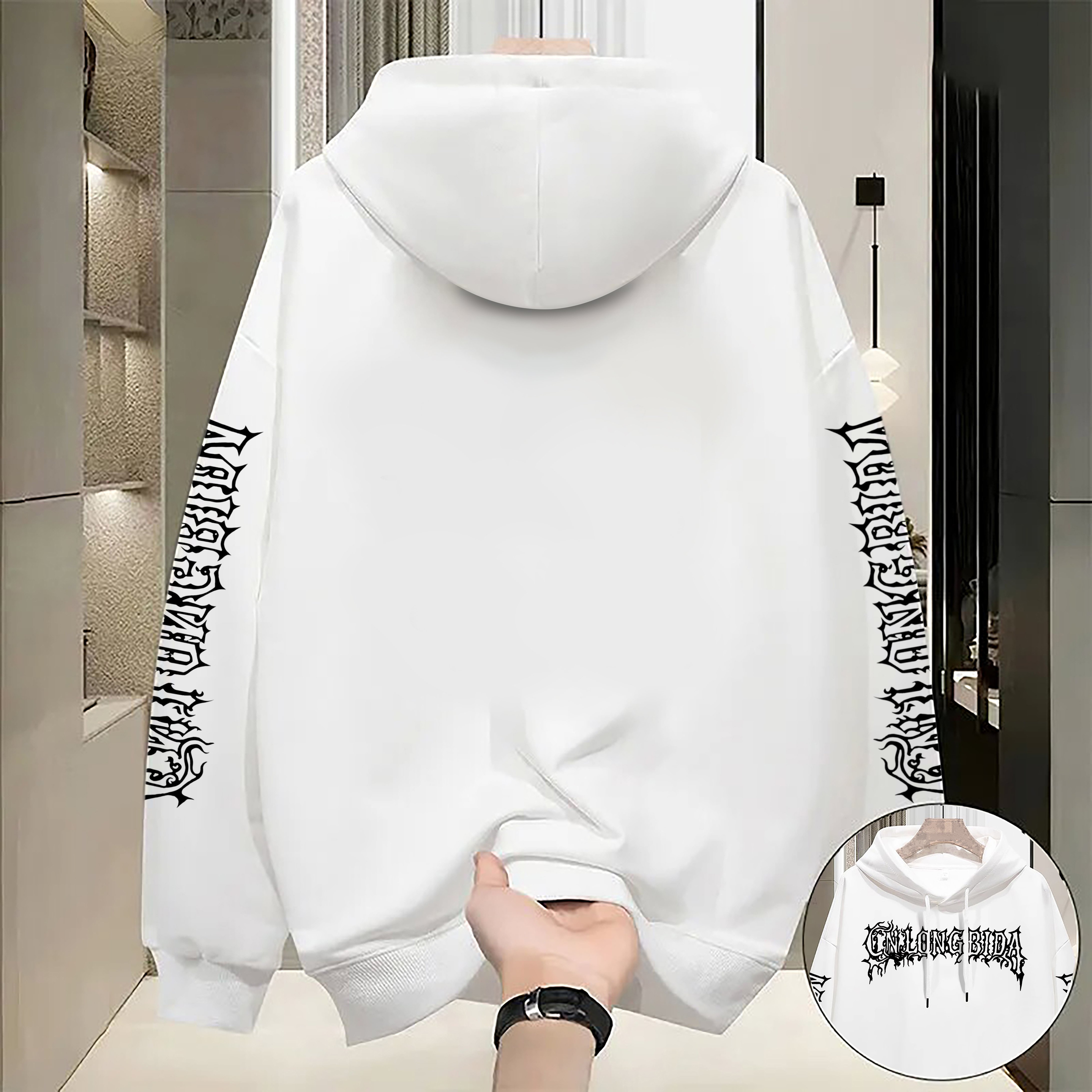 Graphic Letter Designer Print Luxury Sweatshirt Unisex Loose Fit Pullover for Men and Women Oversized Pullover with Front and Sleeve Print