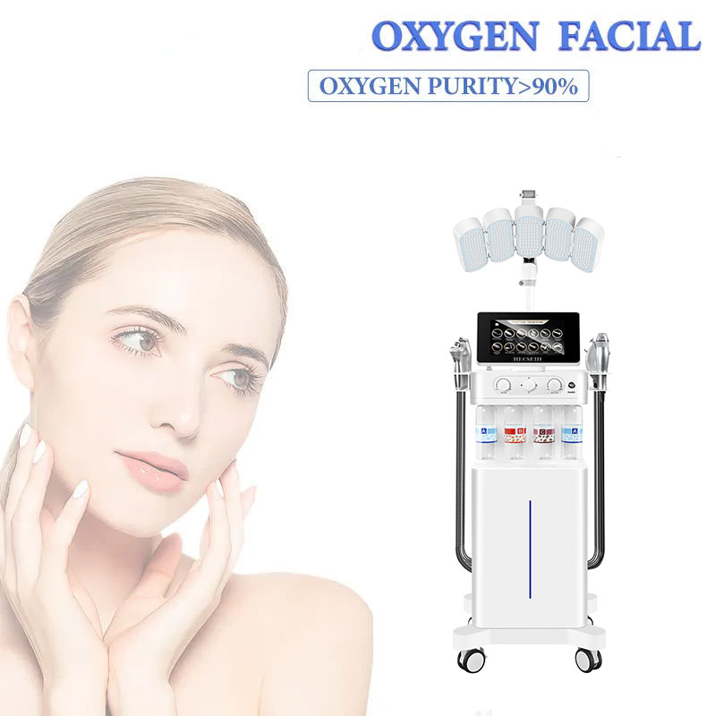 Salon Use New Model 12 In 1 Hydro Dermabrasion Diamond Facial Skin Care Machine Wrinkle Removal Machine LED Light Therapy Facial Mask Face Massage Mac