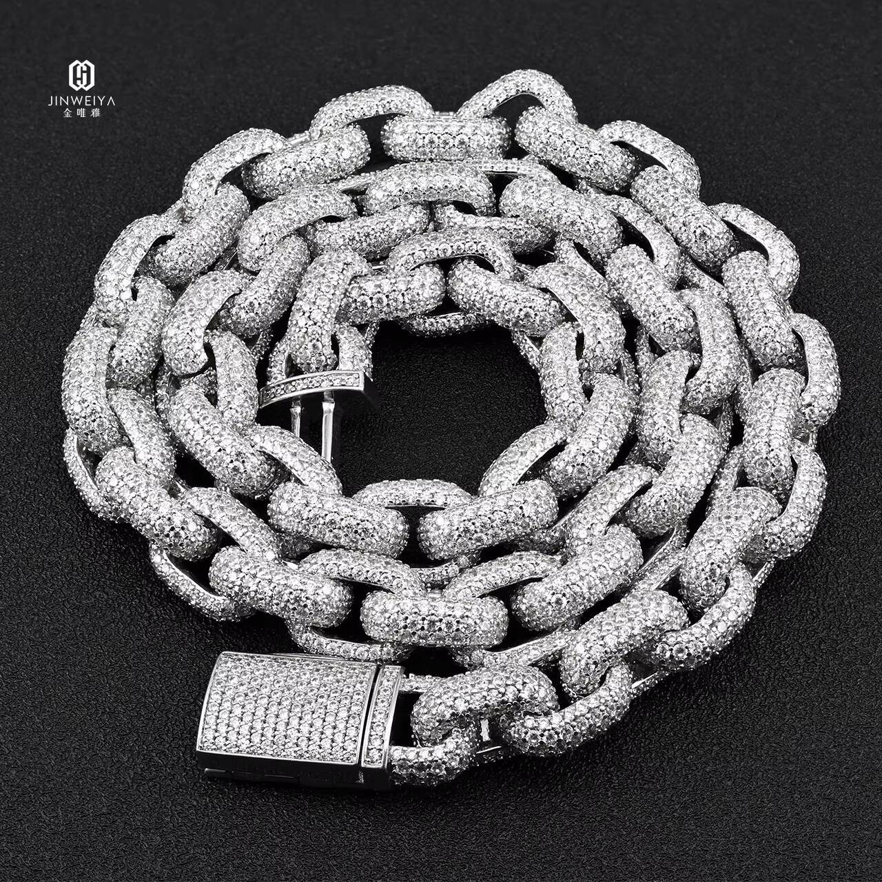 New Arrival Bulk Orders 10mm Full Diamond OCuban Chain Necklace Customized Trend S925 Silver 5A MoissaniteMoissanite Hiphop Jewelry Strand