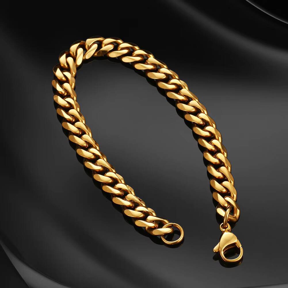 New Arrival Hip Hop Jewelry Luxury 3mm11mm Gold Plated Sterling SilverLobster Clasp Miami Cuban Link Chain Bracelet for Men