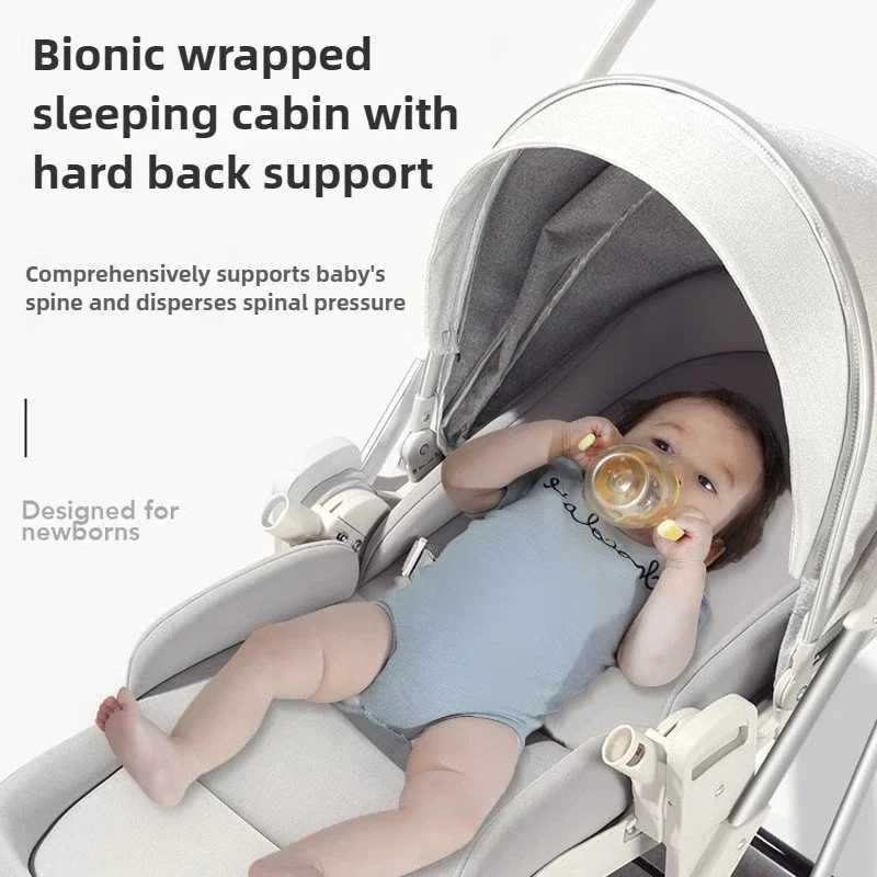 Twoway Baby Stroller Can Sit or Lie DownLightweight and Foldable Baby Stroller High View Comfortable Shockabsorbing Z250924