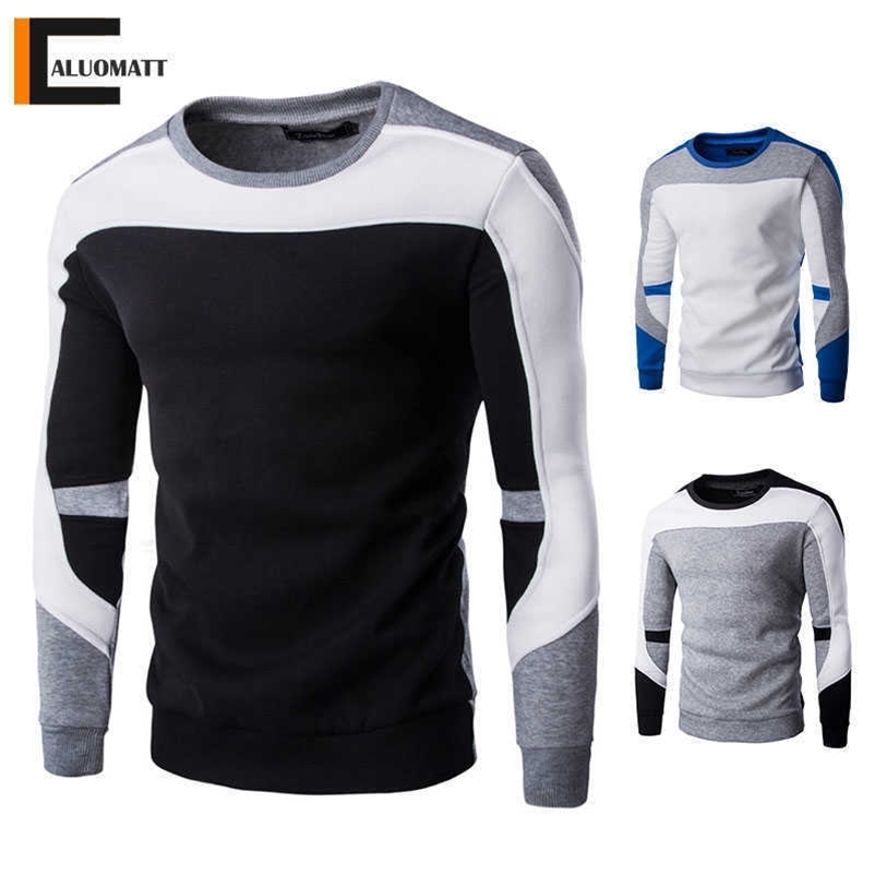 Men's Sweatshirt Casual Fashion Hoodies Men Slim Fit Pullover Male Long Sleeve Streetwear Patchwork Quality Sweatshirts Men 210927