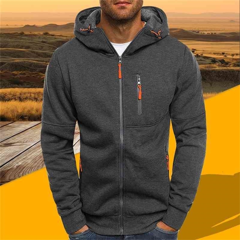 jackets men autumn casual sweatshirt fashion Hip hop hooded jacket men Solid Fleece zipper coats men Winter Jacket 210924