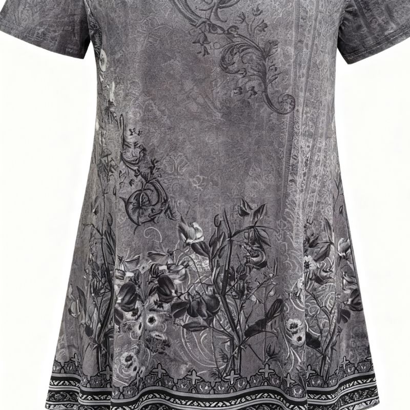 Versatile Feminine Cotton Blend Short-Sleeve T-Shirt for Curvy Figures-YL25175