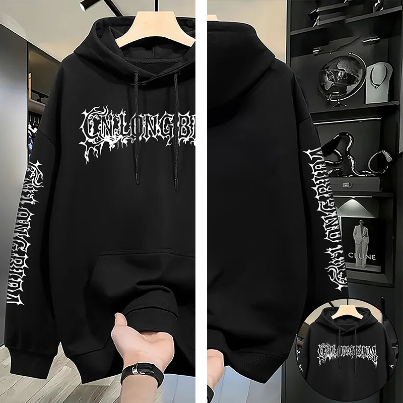 Graphic Letter Designer Print Luxury Sweatshirt Unisex Loose Fit Pullover for Men and Women Oversized Pullover with Front and Sleeve Print