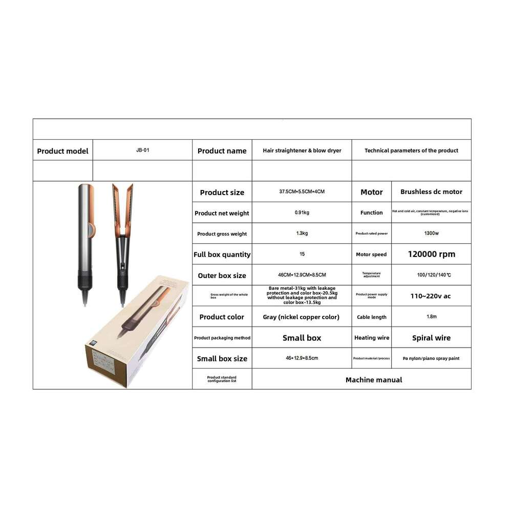 2025 Professional 2-in-1 Hair Dryer and Straightener Negative Ion Iron Long Lasting Styling Tool Wet and Dry Straightener