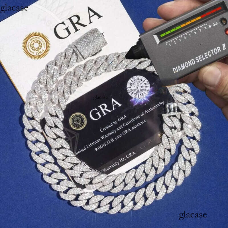 fashion pendant jewelry iced out hip hop miami k chains men women sier 15mm wide round shape vvs moissanite cuban necklaces and bracelets