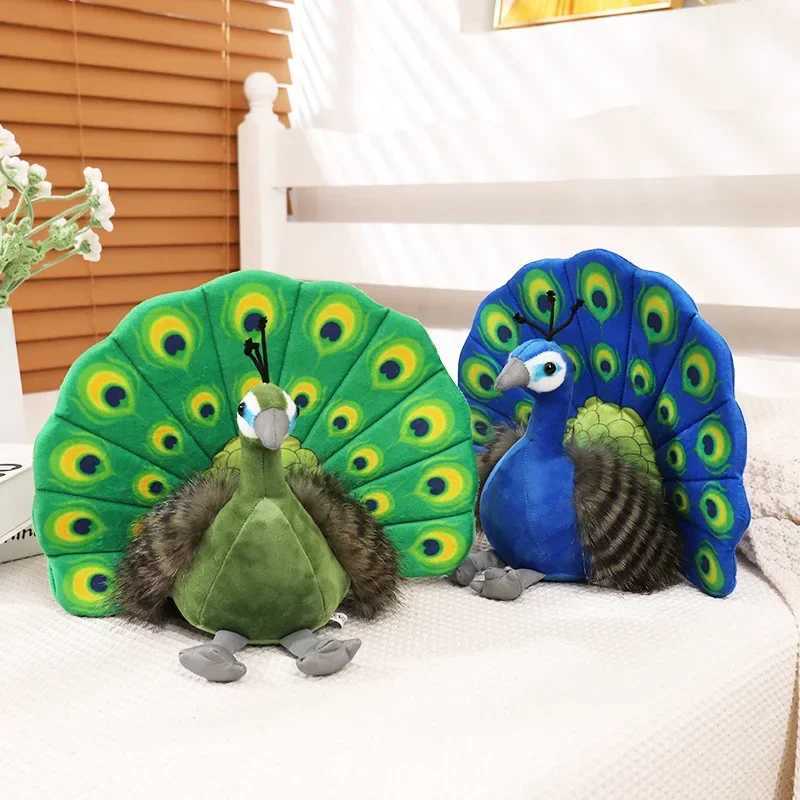 Creative Simulation Peacock Plush Toy Green Blue Peacock Spread Tail Beautiful Plush Doll Quality Stuffed Cotton Adorns Bedroom C250925