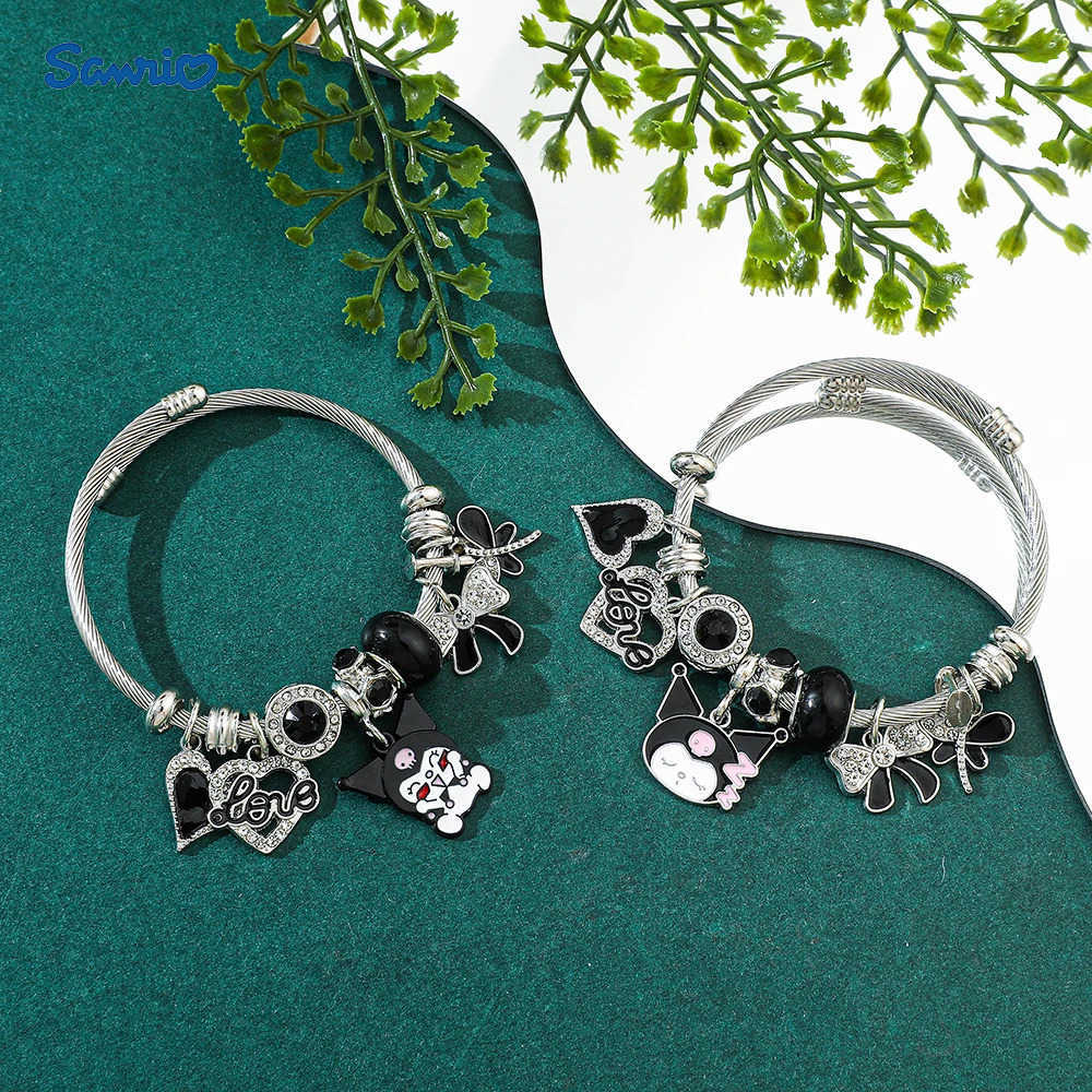 Sanrio Kuromi Bracelet Adjustable Heart Pendant Alloy Jewelry Cute Cartoon Anime Fashion Gift for Women Girls L250925