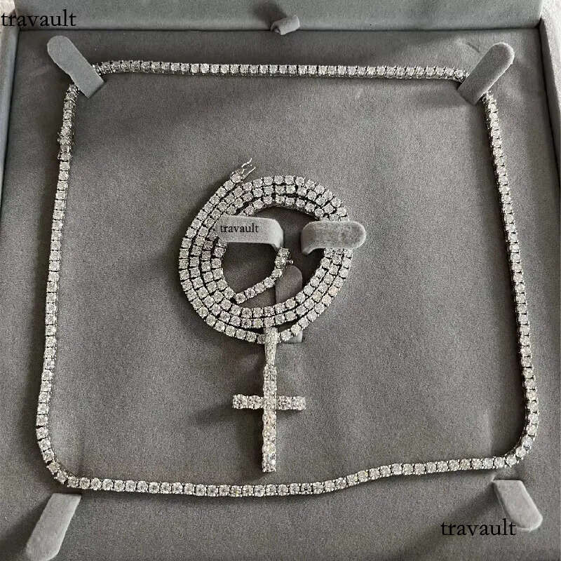 Iced Out 3mm Moissanite Dia VVS Sterling Sier Tennis Chain Necklace