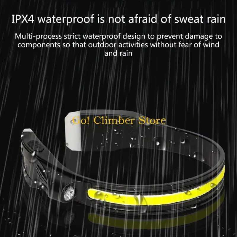 Q84C LED Head Torch Rechargeable Headlamps Headlights with Motion Sensors WaterResistant Lightweight Sensors Head Flashlight J250925