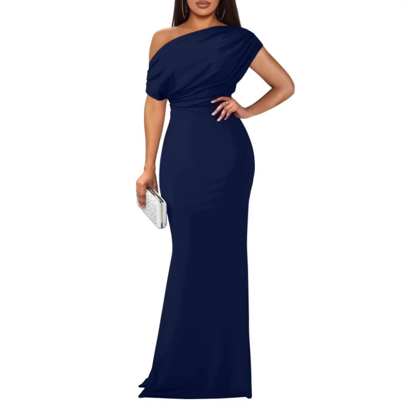 Spring French Elegant Sleeveless Off-Shoulder High-End Slim Fit Long Formal Party Dress