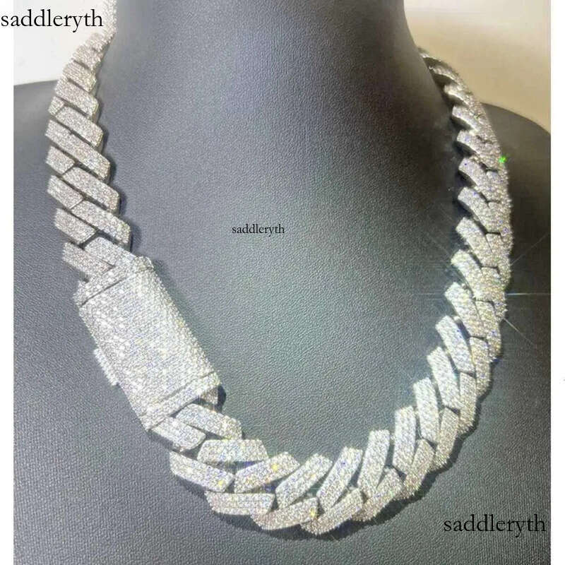 Design Heavy Sier Gold 20Mm GRA VVS Moissanite Dia Designer Cuban k Chain For nical Watch Hip Hop Necklace e9