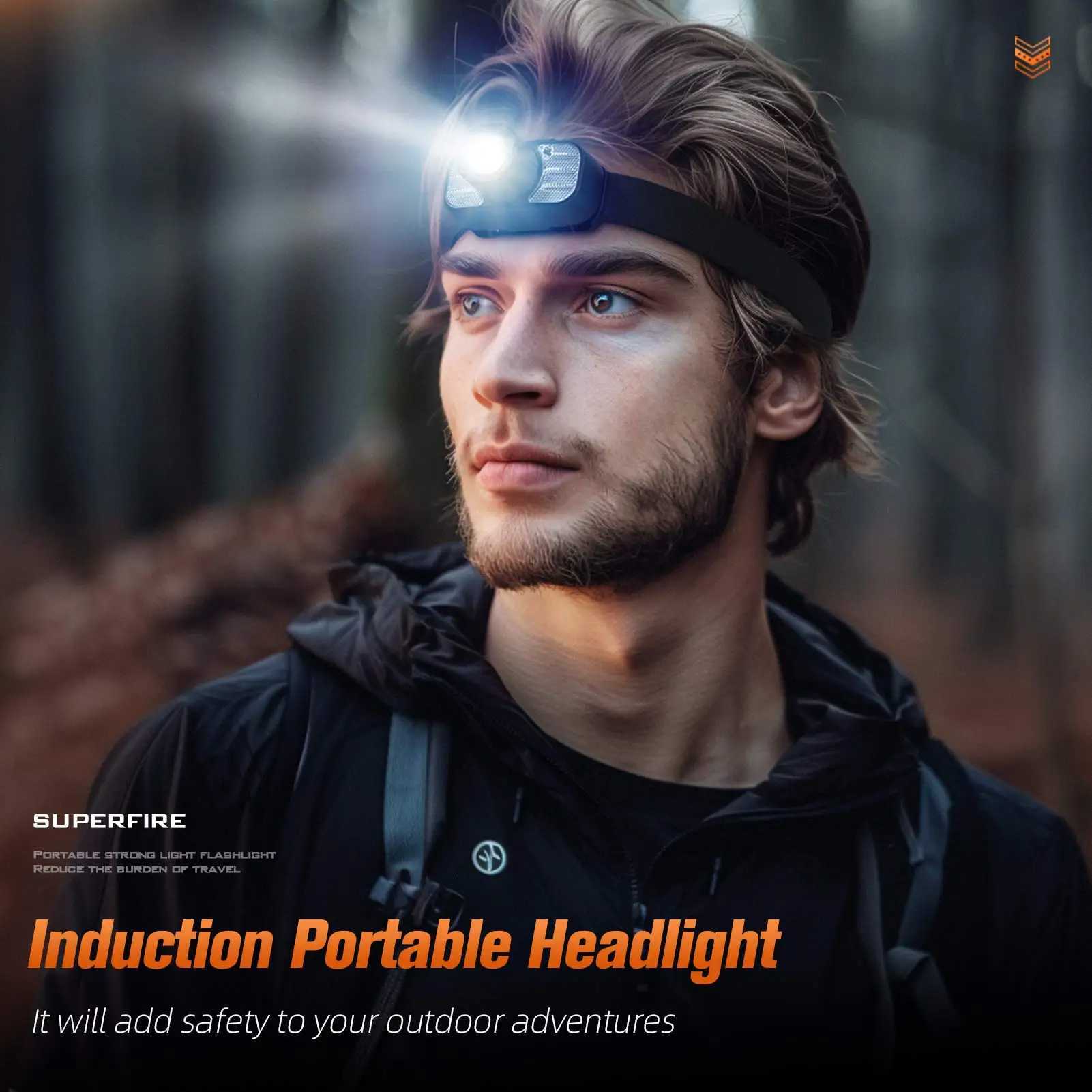 SUPERFIRE HL80 C Powerful LED Headlamp USB C Rechargeable Sensor EDC Headlight 5 Modes Portable Fishing Camping Head Flashlight J250925