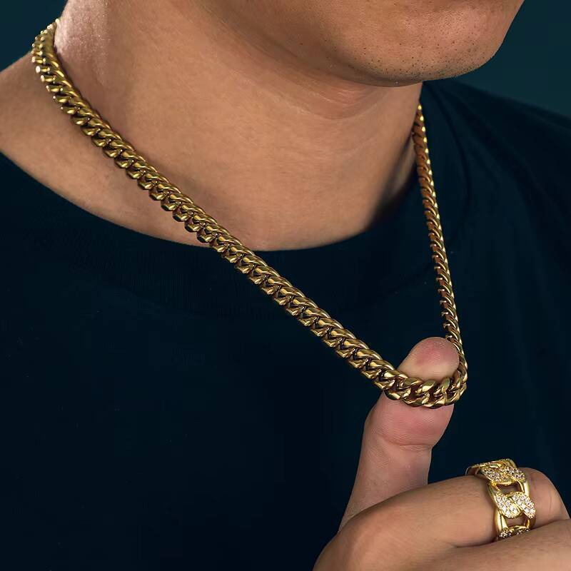 Non Tarnish Free Waterproof Gold Plated Filled Sterling SilverCuban Chain Mens Hip Hop Jewelry Cuban Link Chain Necklace