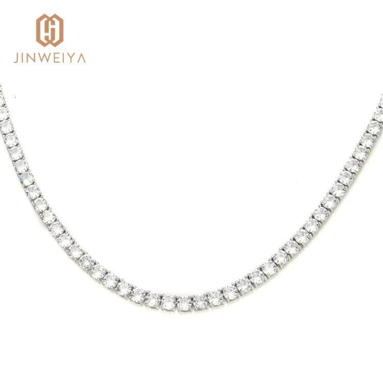 JWY Mens Fashionable Hip Hop Brass Cuban Link Chain Necklace Stylish Gold Plated Jewelry with Moissanite Main Stone