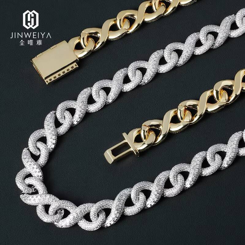 Iced Out Geometric Moissanite Cuban Link Chain Bracelet Hip Hop Gold Plated Bling Mens Heavy Miami Cuban Link bracelet Rapper Chains
